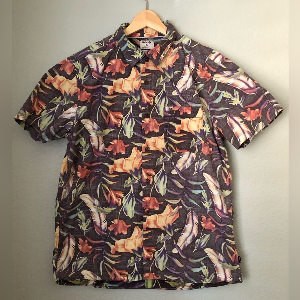 Hurley Men's Tropical Print Shirt XL - Picture 5 of 8